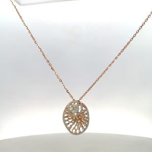 Collier pendentif ovale en dentelle avec diamant véritable Ziona en or rose 18 carats - Product Image 4