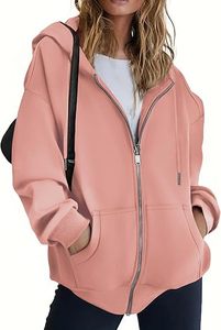 Sweat à capuche zippé surdimensionné pour femme, personnalisable avec votre marque, marque privée, fabricant OEM ODM en molleton de coton - Product Image 6
