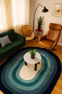 Handmade Modern Solid Color Wool Rug Oval Shape Non-Slip PET Friendly High Pile Reversible for Home Office Custom Washable - Product Image 2