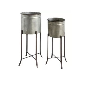 Meilleures ventes : Jardinière galvanisée pour la maison, l'hôtel, le bureau, le jardin. Ensemble de 2 jardinières galvanisées pour la décoration de sol et l'utilisation en jardin. - Product Image 4