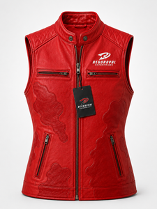 Chaleco de cuero genuino para mujer con acabado suave, forro transpirable, bolsillos funcionales y un ajuste favorecedor para looks modernos de streetwear. - Product Image 4