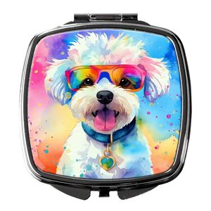 Bichon Frise Hippie Dawg Compact Pliant Miroir De Maquillage Portable Poche Décoratif Voyage Cadeau pour Femmes et Filles - Product Image 1