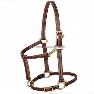 Cabestro de caballo de cuero de grano de alta calidad, Barbilla ajustable y broche de garganta, herrajes chapados en latón duraderos, todos los tamaños personalizados disponibles - Product Image 6