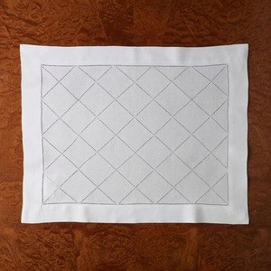 Custom Classic Luxury Washable Reuse Embroidery Hemstitch 3mm Thin <b>Placemats</b> Napkins Sets 100% Cotton Home Wedding Events - Product Image 2