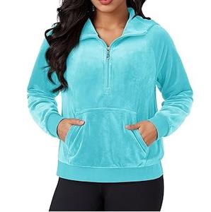 Sudadera con Capucha de Forro Polar de Alta Calidad para Mujer, Sudadera con Cierre de Cremallera, Color Sólido, para Exteriores, Invierno, Secado Rápido, Ligera - Product Image 2