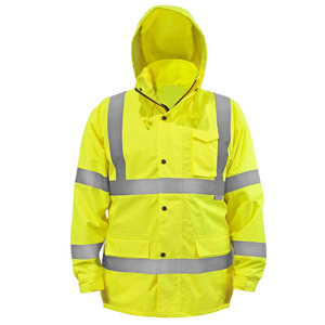 <b>Men's</b> High Visibility Reflective Puffer <b>Jacket</b> Orange Black Color Blocking Stand Collar Hooded Waterproof Workwear Winter <b>Long</b> - Product Image 4