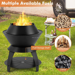 Brasero para Exteriores, Brasero Metálico con Soporte para Ollas y Estante de Almacenamiento, Enriquecido con Oxígeno, Brasero 3 en 1 para Leña, para Patio, Barbacoa - Product Image 4