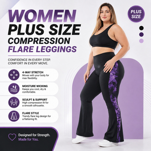 <b>Flare</b> Leg Printed <b>leggings</b> Women's High Waist Compression Pants Gym Training Slimming Trousers Ladies Plus Size <b>Flare</b> <b>Legging</b> - Product Image 1
