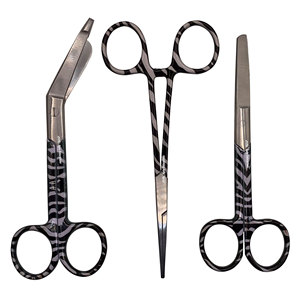 Ensemble de 3 pièces à pois noirs : Ciseaux de soins infirmiers, Ciseaux à pansements, Pinces à artères en acier inoxydable avec revêtement au fluor - Product Image 6