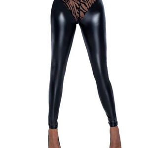 Mono de malla transparente con estampado animal negro para mujer, manga larga, cintura alta, largo completo, ropa de club, ajuste ceñido sexy - Product Image 3