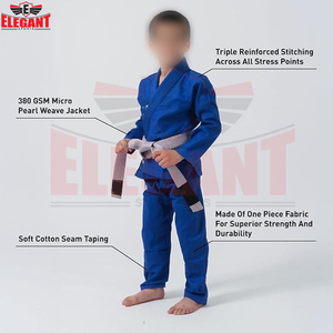 Uniforme d'entraînement d'arts martiaux 2026 de qualité supérieure, professionnel, robuste, bleu uni, confortable, en mélange de coton pour enfants - Product Image 5