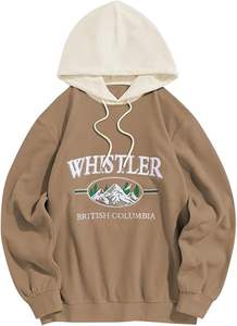 Sudadera con Capucha para Hombre, 100% Algodón, Resistente al Viento, Ecológica, con Gráfico de Montaña Bordado, Forro Polar Afelpado, Casual, con Cordón Ajustable - Product Image 6