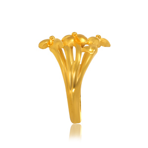 Premium Triple Flower Gold Plated <b>Adjustable</b> <b>Ring</b> for Women Elegant Floral Open Band Finger <b>Ring</b> - Product Image 3