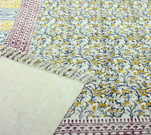 Contemporary Bohemian Handmade Washable Eco-Friendly Non-Slip Cotton Rug Area Floor <b>Covering</b> Hand Block Printed Decor Rajasthan - Product Image 5
