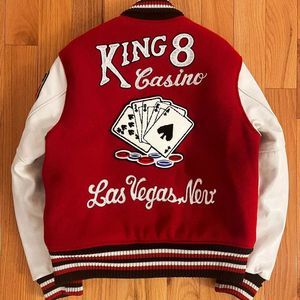 Red White Varsity <b>Jacket</b> <b>Men</b> Embroidered Patch Design Letterman <b>Jacket</b> Vintage Streetwear Style Autumn Wear - Product Image 2