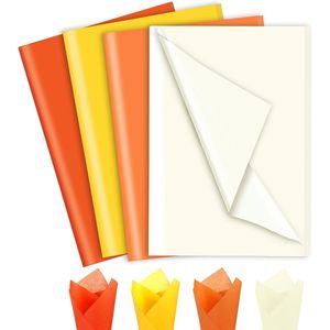 160 Fogli di Carta Velina Arancione e Gialla, Sacchetti Regalo 20 X 14 Pollici, per Decorazioni Autunnali, Halloween, Feste di Compleanno - Product Image 1