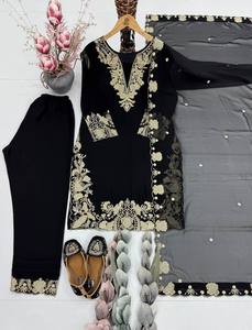 Ensemble élégant Kurti et pantalon brodé pour femme – Tenue ethnique de créateur avec dupatta en tulle |   Collection de vêtements de fête - Product Image 5