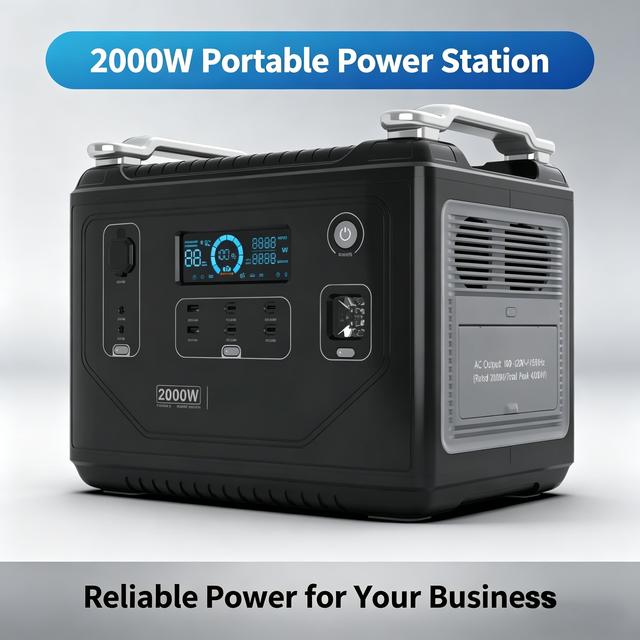 Home Backup 1997Wh 2000W Solar Generador Portable Lithium Station Off-grid Banks Pure Sine Wave MPPT Car Camping RV Jump Starter