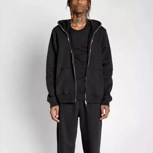 Sweat à capuche zippé intégral personnalisé en coton épais pour homme, style streetwear, en molleton vierge, vente en gros - Product Image 3