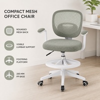 Chaise d'étude ergonomique pour enfants en maille grise avec hauteur réglable et pivotante pour la maison, le bureau et la salle de classe