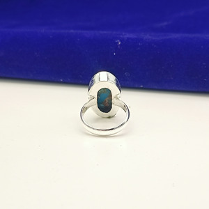 แหวนพลอยมุกสีเขียวขุ่นทองแดง แหวนเงินแท้ 925 ทำมือ เครื่องประดับวันครบรอบแต่งงาน - Product Image 4