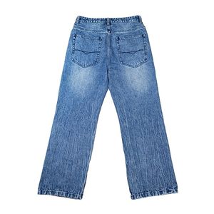 Jeans Homme Coupe Droite Large Taille Mi-Haute Effet Froissé Délavé à l'Acide Vintage Anti-Décoloration Marque Internationale GUJ OEM Personnalisé - Product Image 1