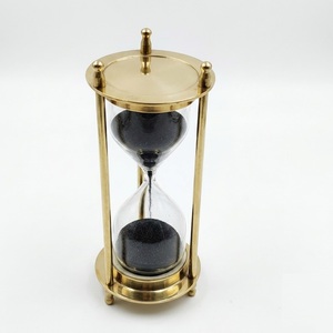 Reloj de Arena Clásico de Madera con Pilares de Latón para Meditación, Preparación de Té, Ejercicio, Reloj de Arena Antiguo Único - Product Image 5