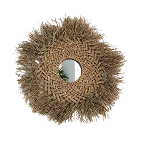 Handmade Bohemian Seagrass Hyacinth Decor <b>Mirror</b> <b>Vintage</b> <b>Wall</b> Mounted Hanging Design Custom Size High Quality 1.2" Thickness - Product Image 1