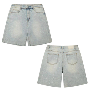 Factory Manufacturer High Quality Custom Logo Street Wear Loose Fit Oversized Cargo Canvas Knitted Denim Shorts For <b>Men</b> - Product Image 2