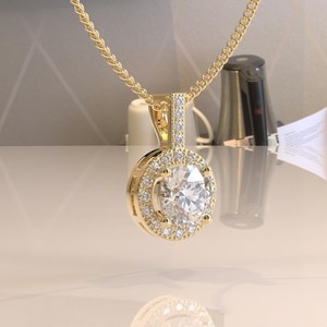 Elvora Gems Geometric Octagon Cut Moissanite <b>Pendant</b> <b>Solid</b> <b>Gold</b> 2.8CT IGI Certified Rhodium Plated Rope Chain Party Necklace - Product Image 2