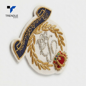 ป้ายปักคุณภาพสูงลายมงกุฎและพวงหรีดแบบเย็บติดบนผ้า - Product Image 5