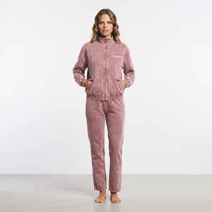Conjunto de dos piezas de chándal para mujer: Chaqueta con cremallera completa y ribetes en contraste, lavado ácido, corte regular, y pantalón de chándal. La mejor calidad. - Product Image 4
