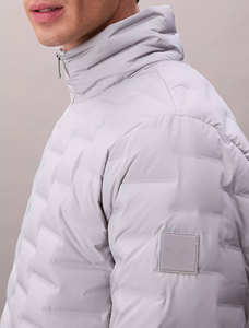 Nouvelle arrivée : Doudoune matelassée légère et pliable pour homme, en duvet d'oie, avec col montant gris marbré, imperméable et effet bulle - Product Image 6