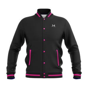 เสื้อแจ็คเก็ตเบสบอลแบบวาร์ซิตี้ แขนสีแดง ปักโลโก้ตามสั่ง คุณภาพสูง ดีไซน์แบบคัสตอม คอเสื้อแบบคอกลม - Product Image 5