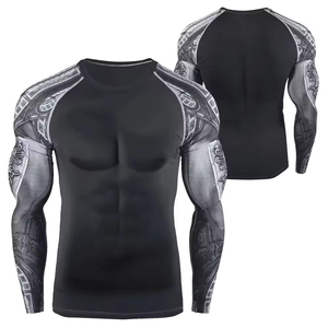 Rashguard personnalisé à manches longues respirant et écologique pour hommes, impression numérique, vente en gros, tissu polyester personnalisé - Product Image 3