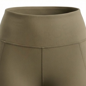 High Waist Full Length Yoga <b>Leggings</b> With <b>Pockets</b> Spandex Nylon Four-Way Stretch Seamless Solid Color Pants - Product Image 4