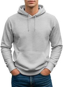 Sudadera con Capucha Gris para Hombre, Corte Regular, Color Sólido, Algodón French Terry, Ropa Casual de Otoño - Product Image 6