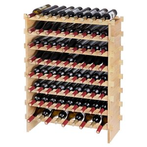 Estante Modular Apilable de Bambú Sólido de 8 Niveles para 72 Botellas, Exhibidor de Vino Independiente con Soporte para Botellas - Product Image 2