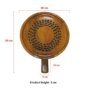 Bandejas decorativas de exhibición de alimentos de alta calidad, venta al por mayor, bandeja de servicio tallada a mano de madera de mango personalizable con asa para Pizza - Product Image 6