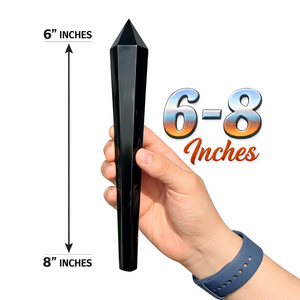 Varita de Obsidiana Negra Natural al por Mayor, 6-8 Pulgadas, Pulida, con Punta Curativa, Torre Generadora de Energía Reiki, Piedra de Meditación - Product Image 2