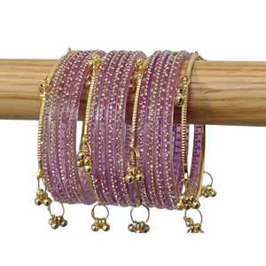 Trending <b>Copper</b> Alloy Imitation Pearl Geometric Design Churiyan <b>Bangles</b> Set for Women Custom Colors Sizes Traditional Kashmiri - Product Image 6