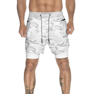 Pantalones cortos deportivos 2 en 1 para hombre, pantalones cortos deportivos que absorben la humedad, pantalones cortos de gimnasia con bolsillo para teléfono - Product Image 1