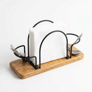Porta Cubiertos de Hierro Hecho a Mano de 22 cm en Negro con Base de Mango, para Decoración del Hogar, Hoteles y Bodas - Product Image 3