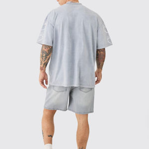 Shorts en jean streetwear respirants de haute qualité avec logo personnalisé, 5 pouces, pour hommes grandes tailles, été, coupe droite, tricotés, fabriqués au Pakistan - Product Image 4
