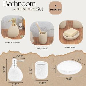 Juego de Baño en Piedra Beige, Perfecto para Decoración de Baño, Dispensador de Jabón, Portacepillos de Dientes y Accesorios - Product Image 5