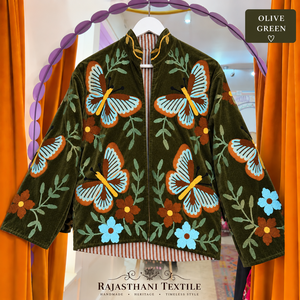 Velvet Embroidered <b>Mandarin</b> <b>Collar</b> Bomber <b>Jacket</b> Floral Pattern Handmade Full Sleeve Zipper Knitted Autumn Elegant Women's - Product Image 4