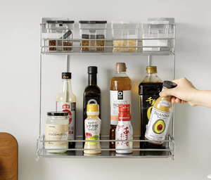 Estante de Especias de Acero Inoxidable de 2 Niveles, Organizador de Encimera de Cocina para Botellas de Aceite, Frascos de Salsa, Estante de Almacenamiento - Product Image 1