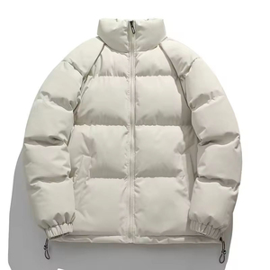 Blouson matelassé pour homme, couleur turquoise, coupe-vent, épais, hiver, décontracté, col montant, fermeture éclair, coupe régulière, rembourrage en polyester, couleur unie - Product Image 2