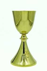 Cáliz de Iglesia de Latón con Acabado Dorado Intenso y Patrón, Copa de Comunión Religiosa Hecha a Mano, Copa de Altar para Adoración Cristiana, Suministro para Iglesia - Product Image 2