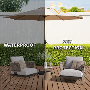 Ombrellone da Patio da 3 Metri con Manovella Inclinabile a Pulsante, Protezione UV e Impermeabile, per Tavoli da Esterno e Basi per Ombrelloni da Mercato - Product Image 2